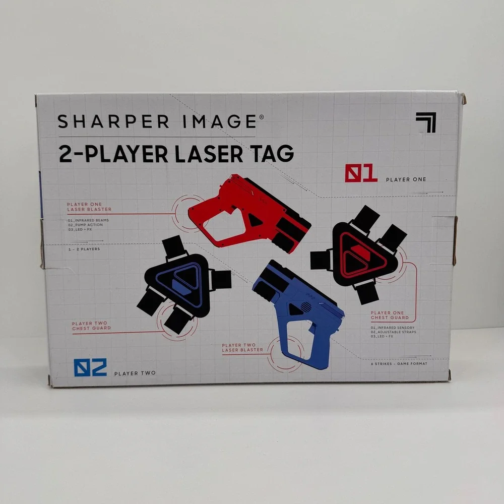 Sharper Image NEW Laser‎ Tag Set Two Player Blasters and Chest Guards Red Blue